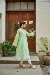 DC-0495 GREEN DYED EMBROIDERED KURTA